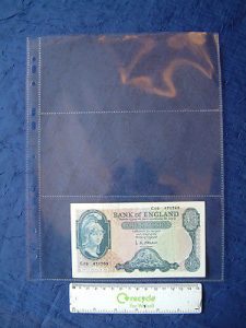 2 pocket banknote collectors plastic sleeves