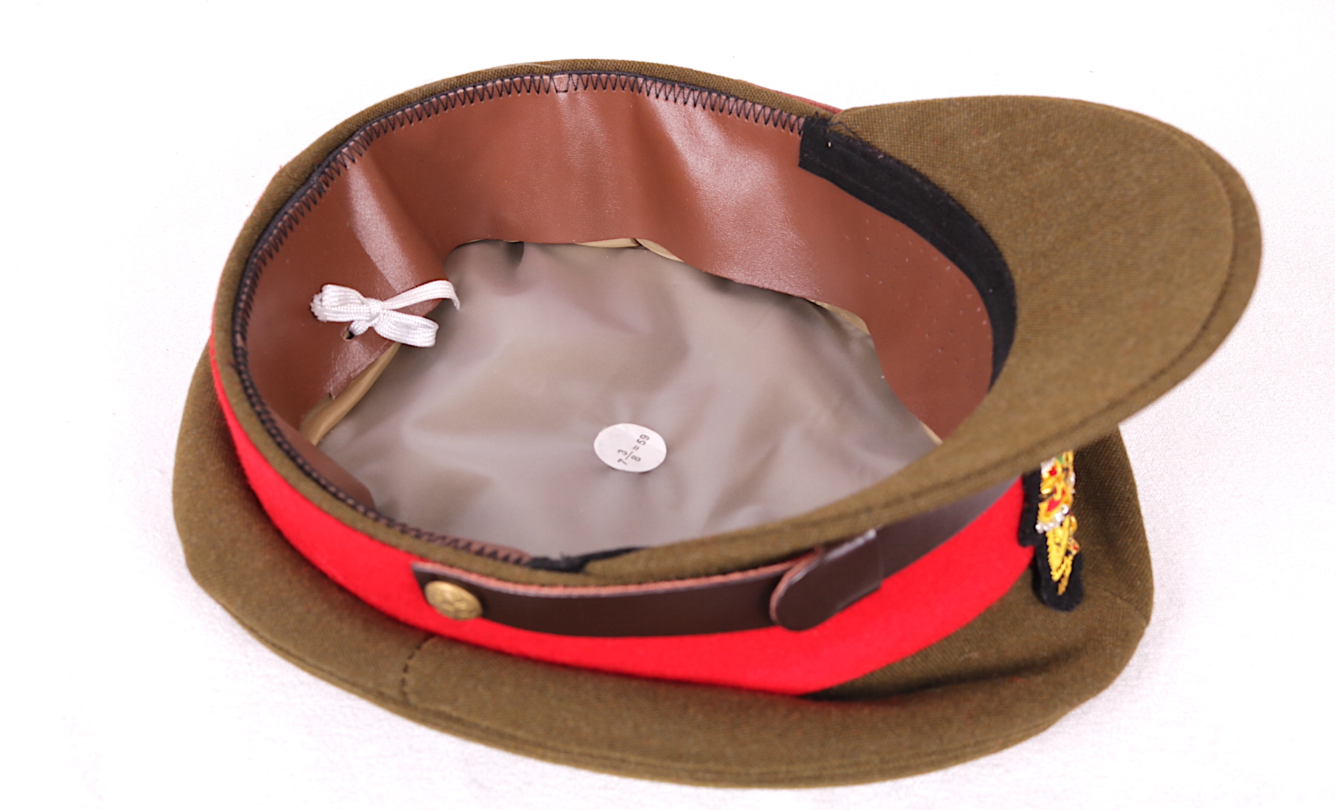 WW2 BRITISH ARMY OFFICERS VISOR HAT GOLD BRAID CAP MILITARY 59cm LGE 